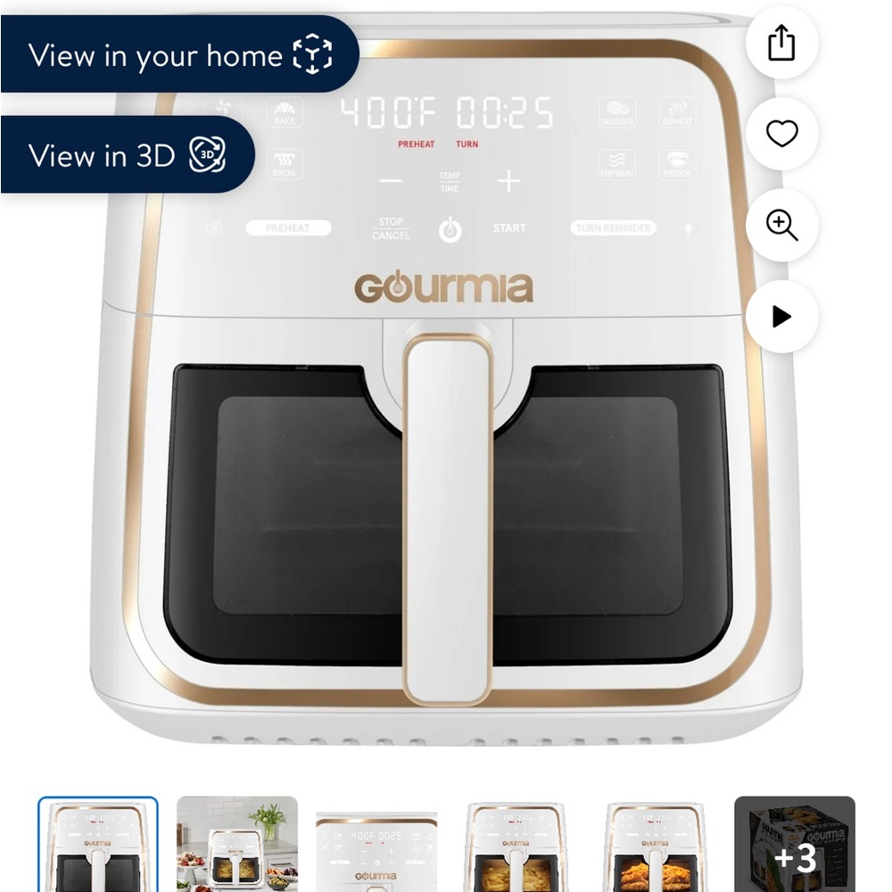 Gourmia White and Gold Air Fryer - new in sealed box